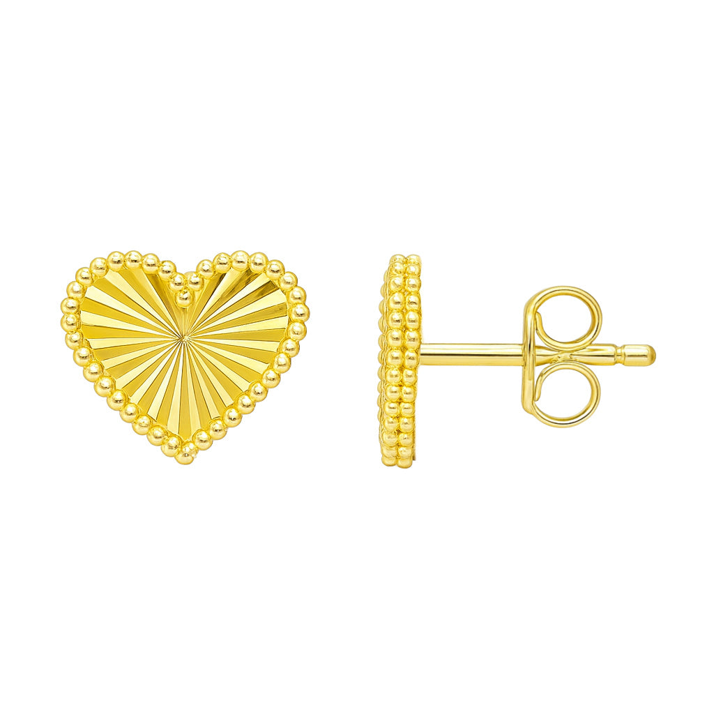 Radiant Gold Beaded Heart Earrings