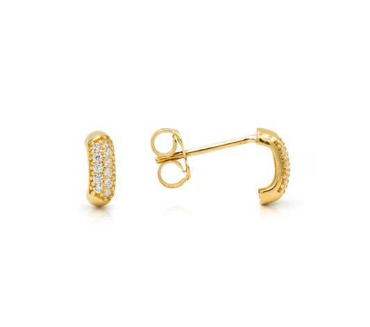 Miniature CZ Curved Bar Earring