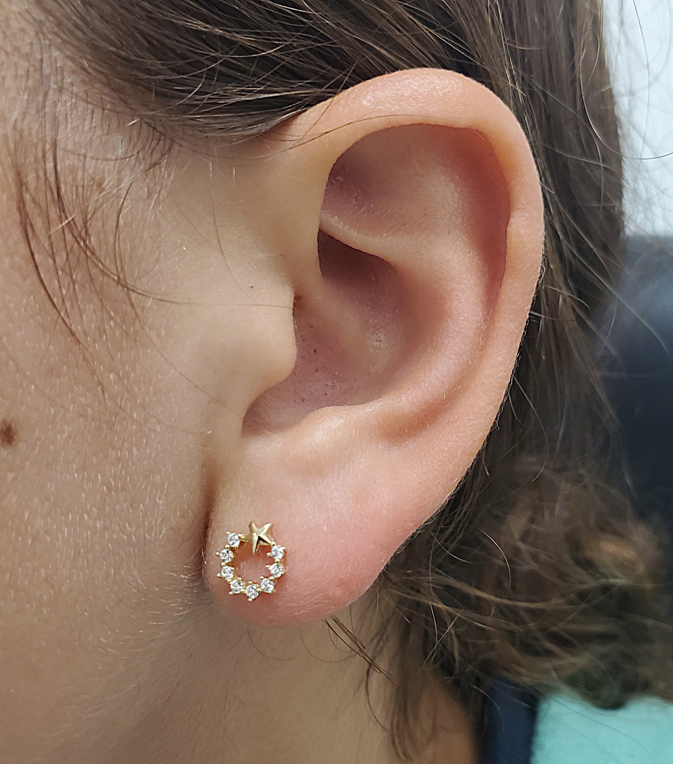 Cubic Zirconia Star Mini Door Knocker Earrings