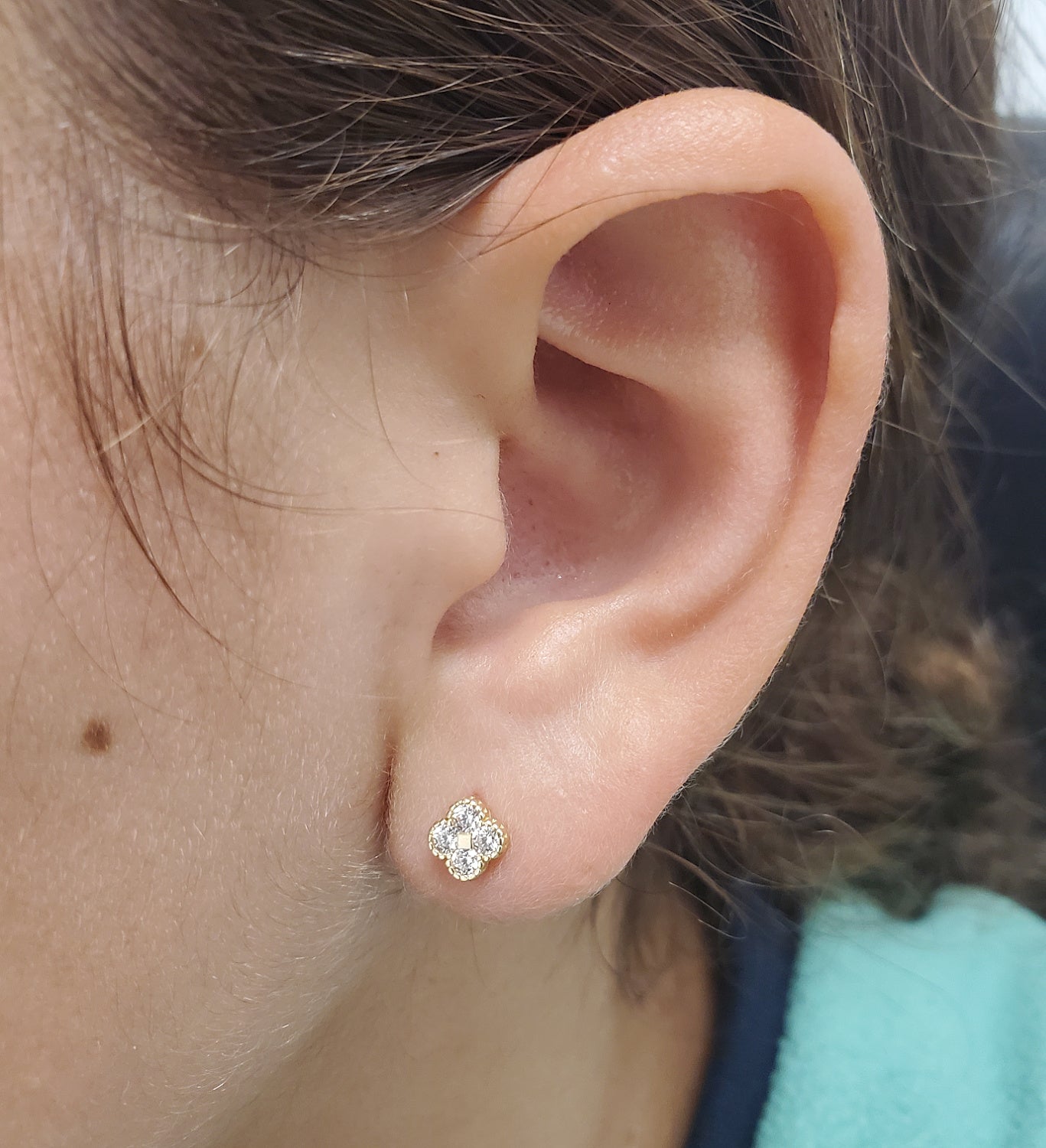 Cubic Zirconia Milgrain Detail Clover Earrings
