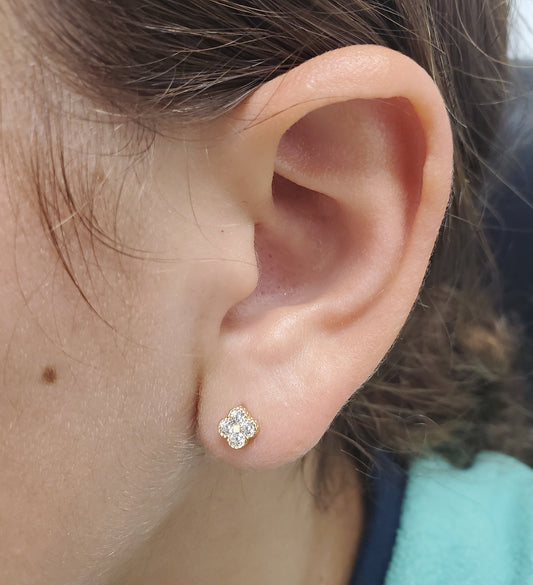Cubic Zirconia Milgrain Detail Clover Earrings
