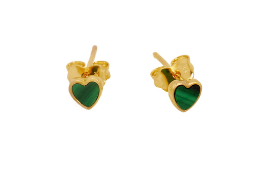 Mini Malachite Heart Earrings