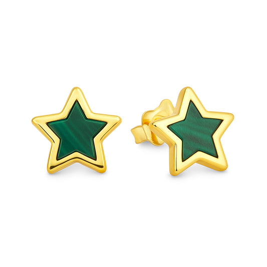 Malachite Star Stud Earrings