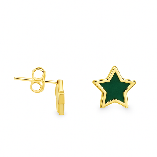 Malachite Star Stud Earrings