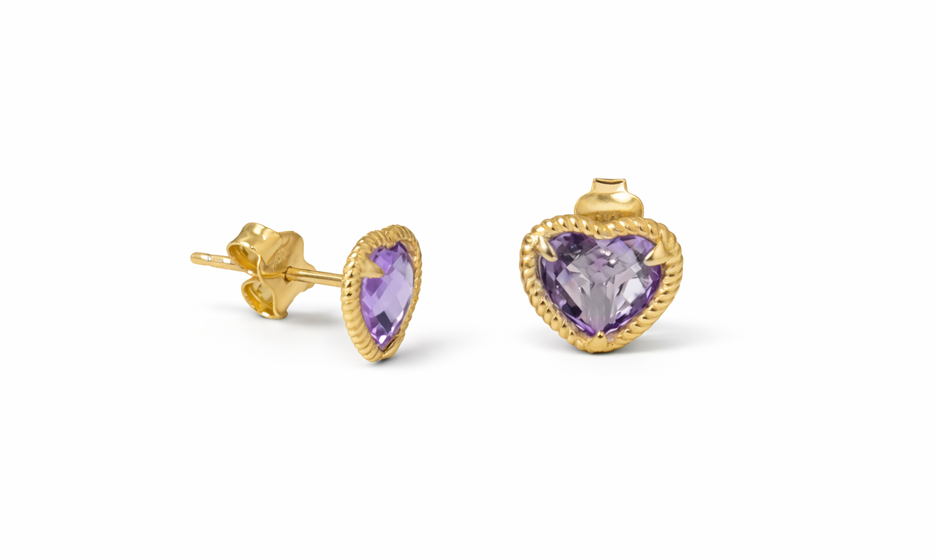 Heart Amethyst Rope Halo Jewelry Set