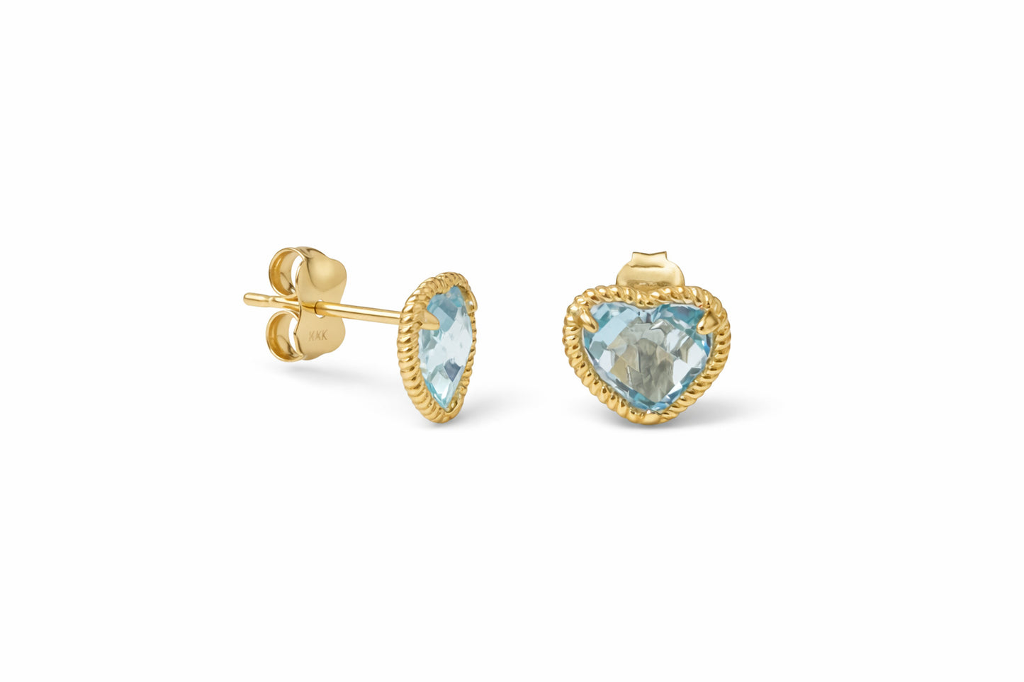 Heart Blue Topaz Rope Halo Jewelry Set
