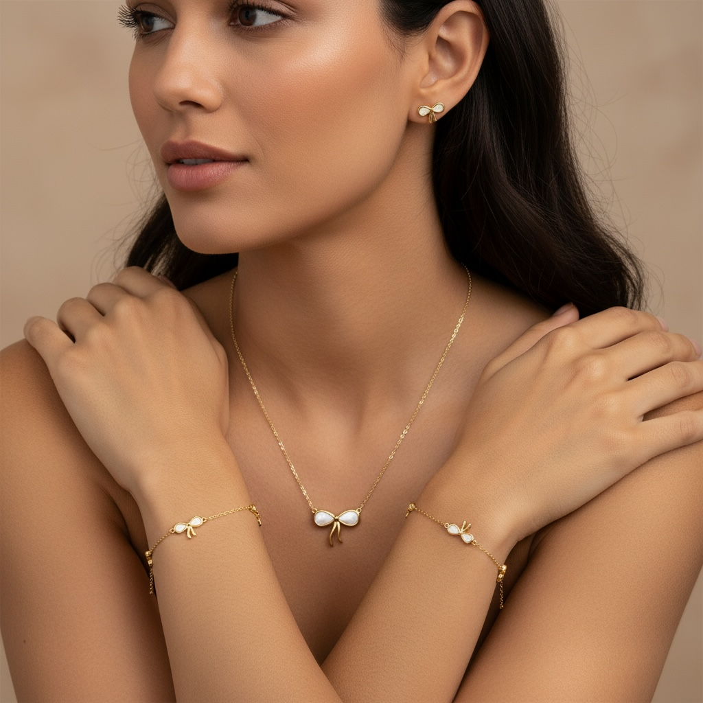 Mother of Pearl Bow Jewelry Set