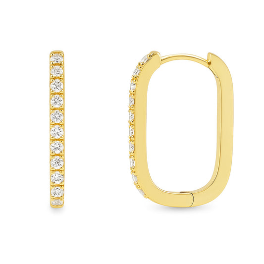 Cubic Zirconia Oval Huggie Hoop Earrings