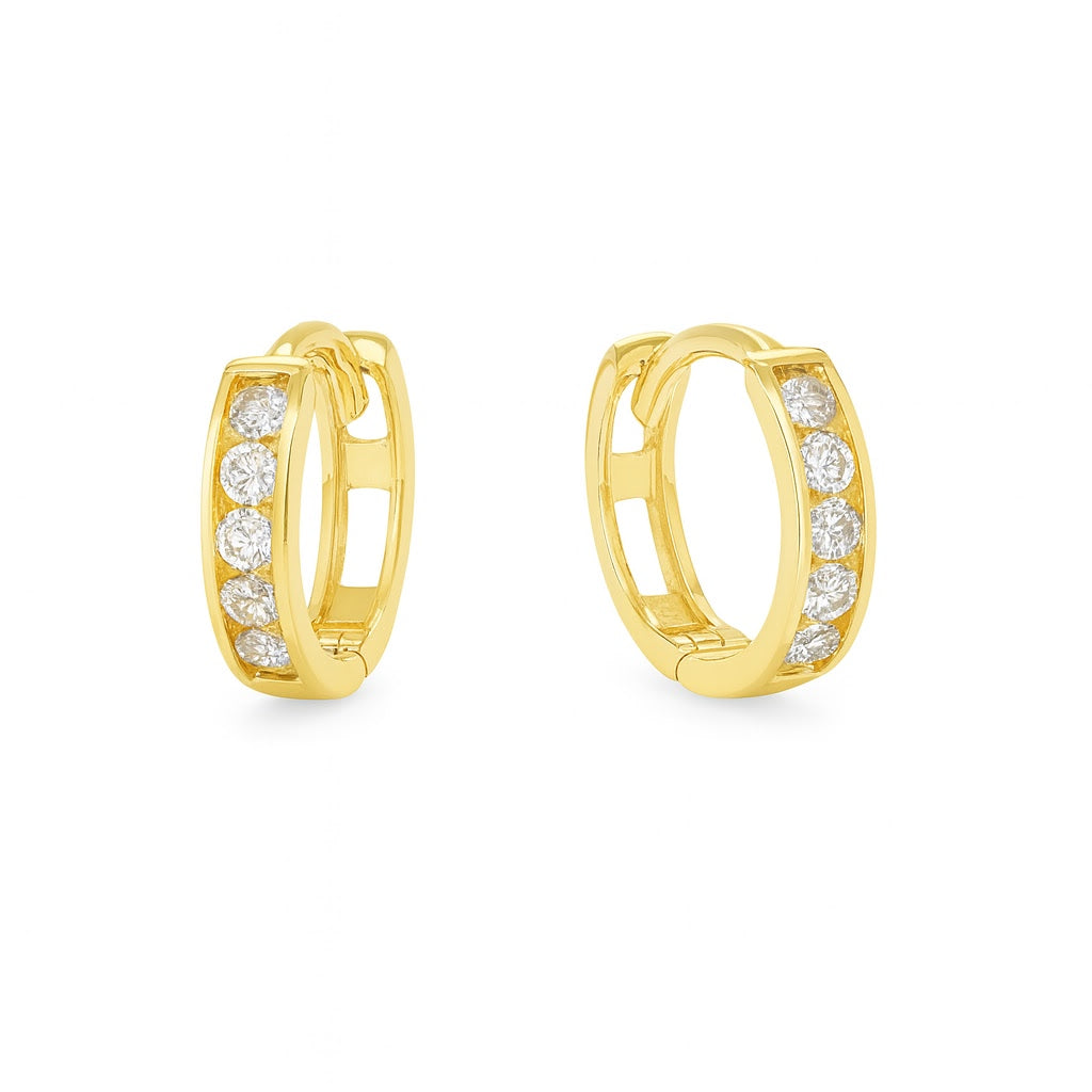 Channel Set Cubic Zirconia Huggie