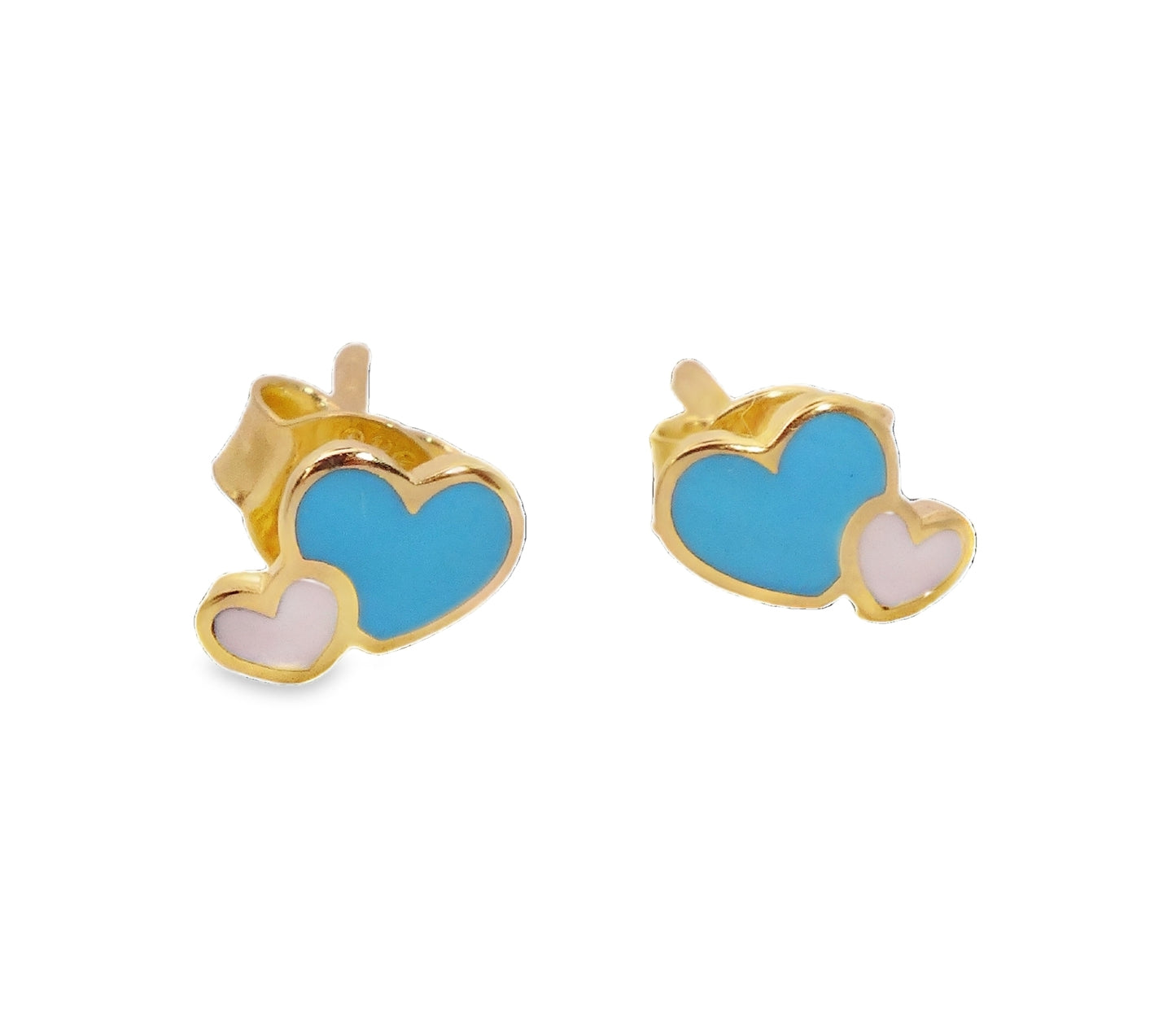 Blue And White Enamel Hearts Earrings