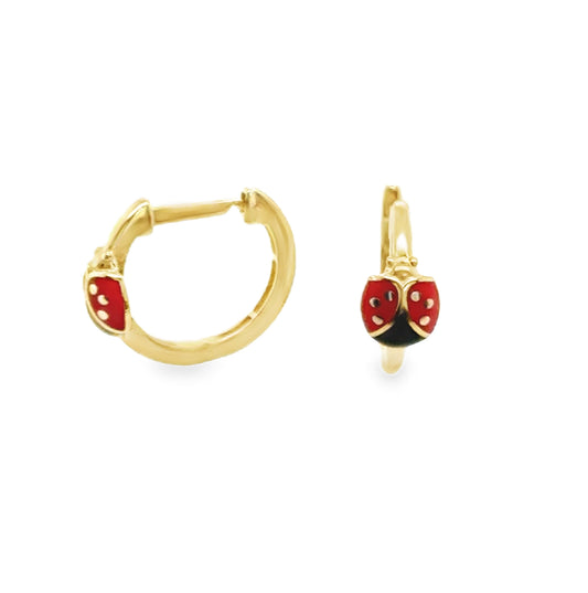 Ladybug Enamel Huggie Earrings