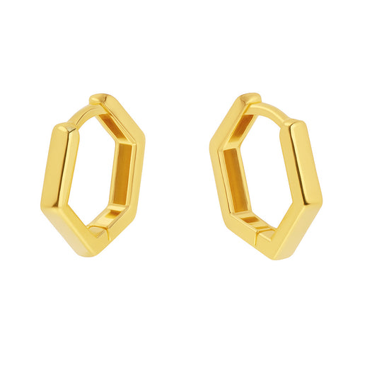 Hexagon Huggies Earrings