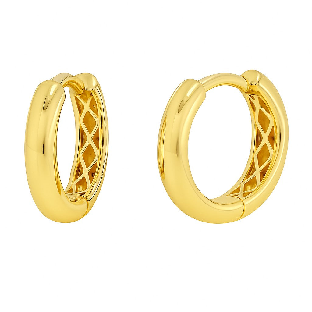 Classic Slender Huggie Hoop Earrings 14mm