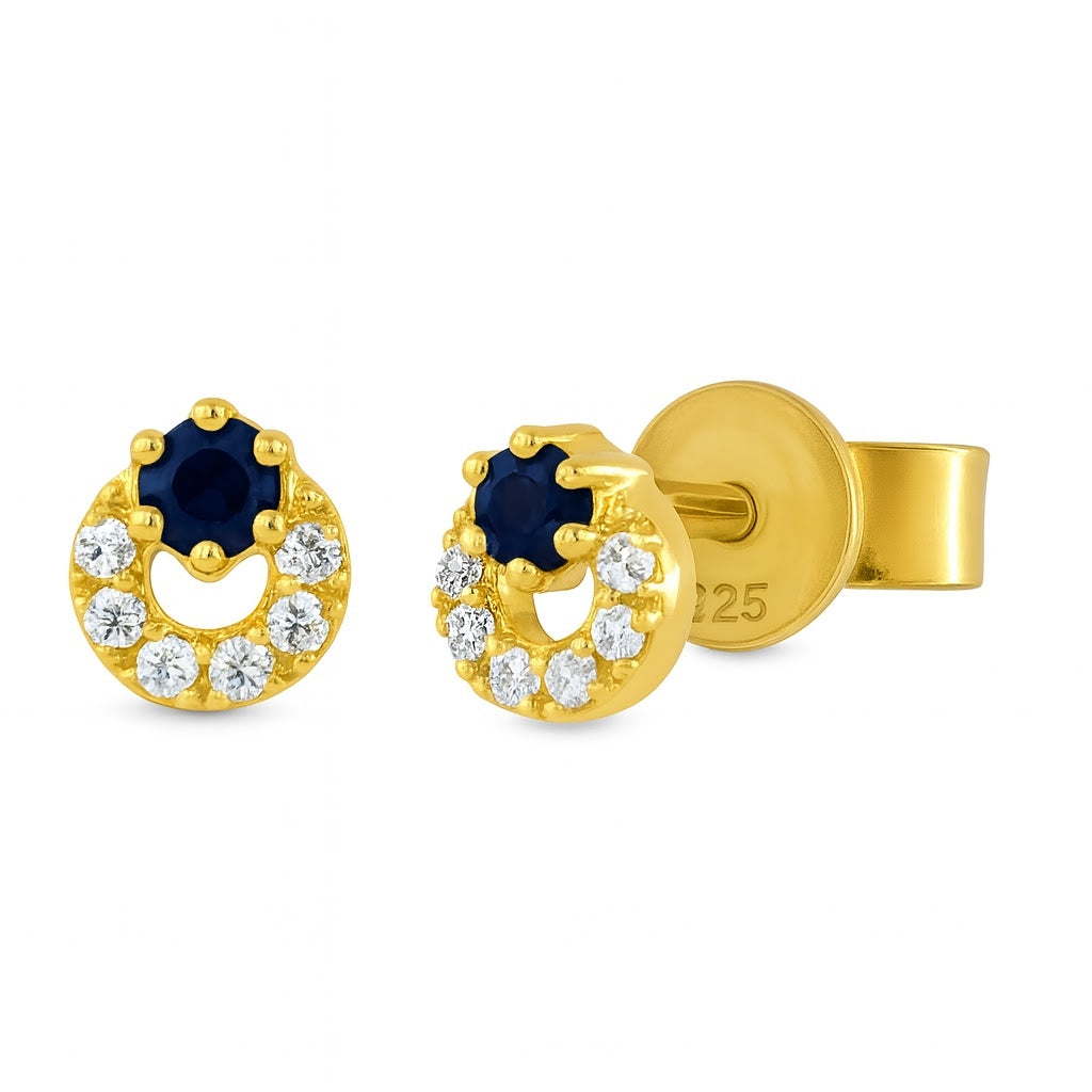 Color Stone and Diamond Circle Earrings