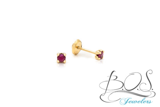 Color Stone Baby Earrings 14K Gold