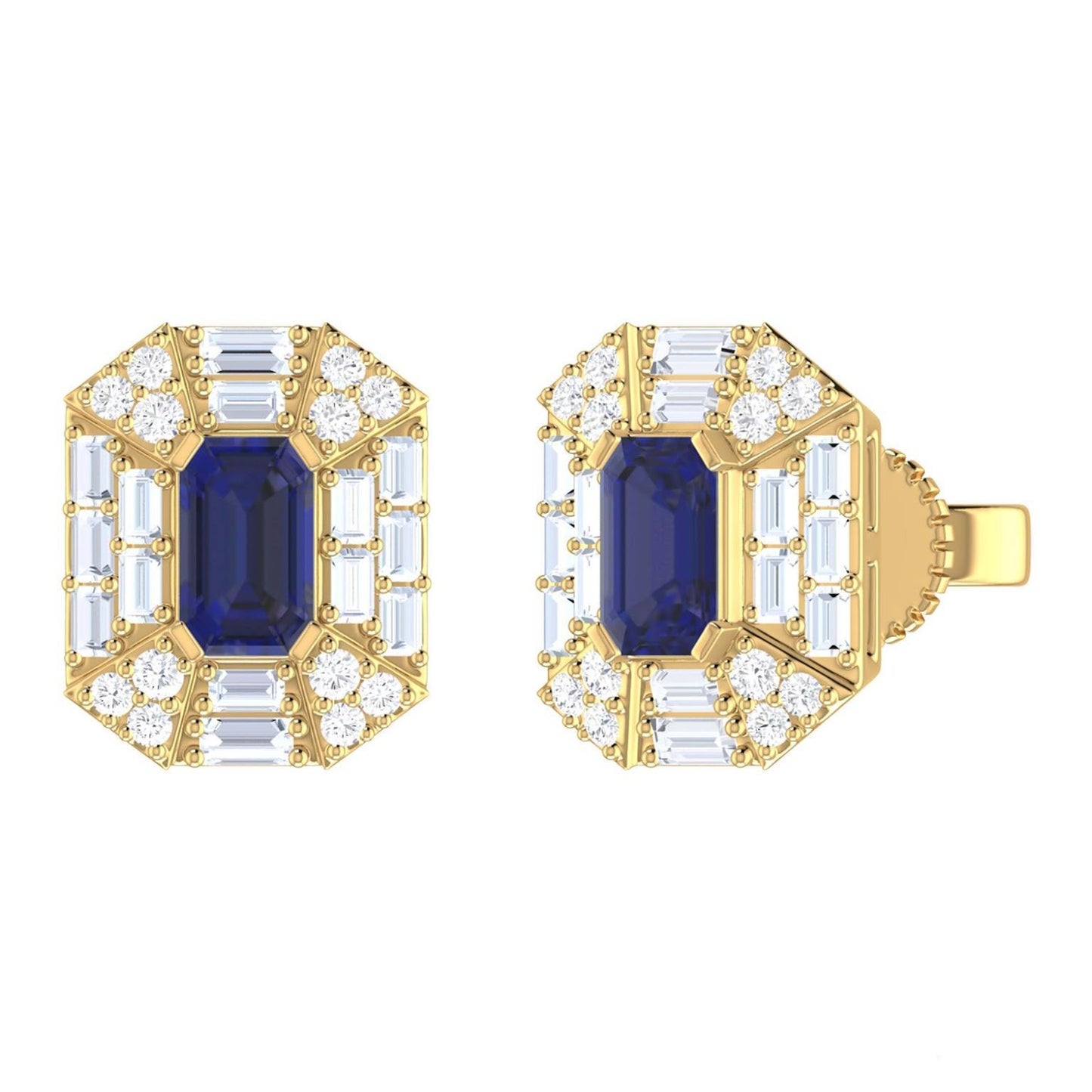 Color Stone & Diamond Cluster Earrings