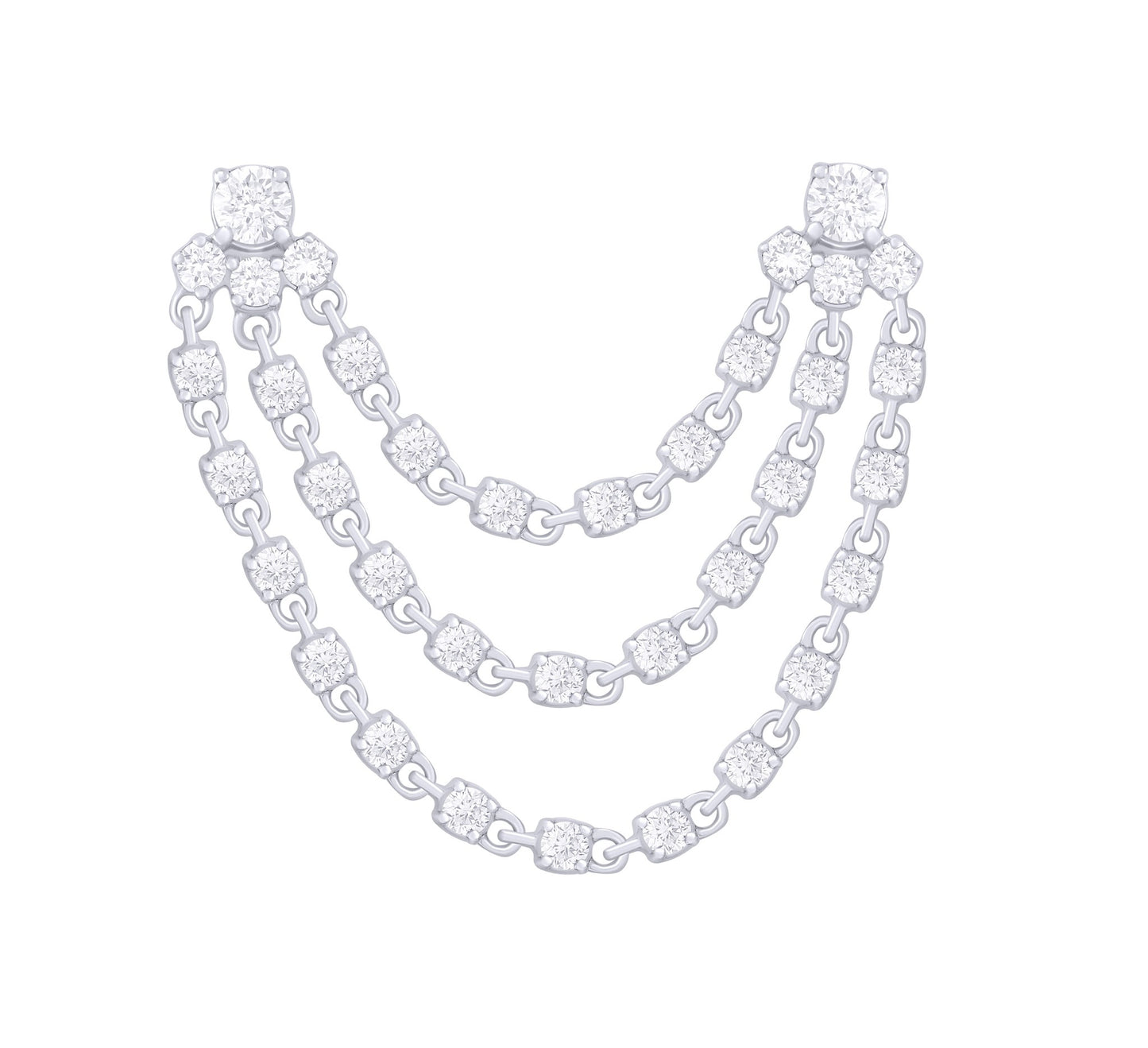 Diamond Triple Chain Stud Earring