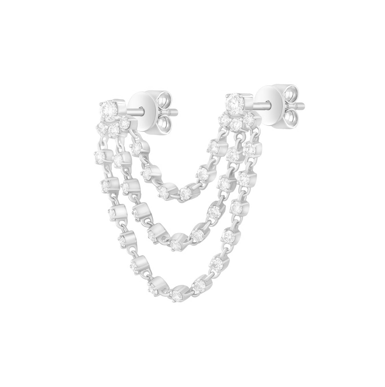 Diamond Triple Chain Stud Earring