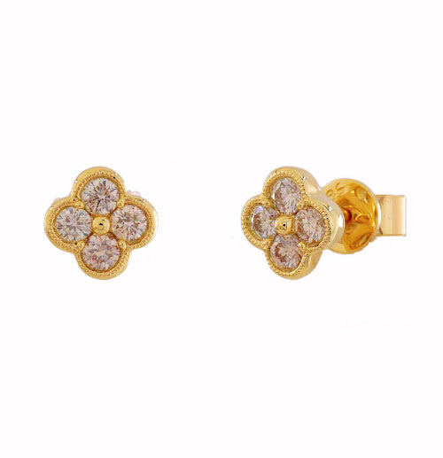 Diamond Clover Stud Earrings