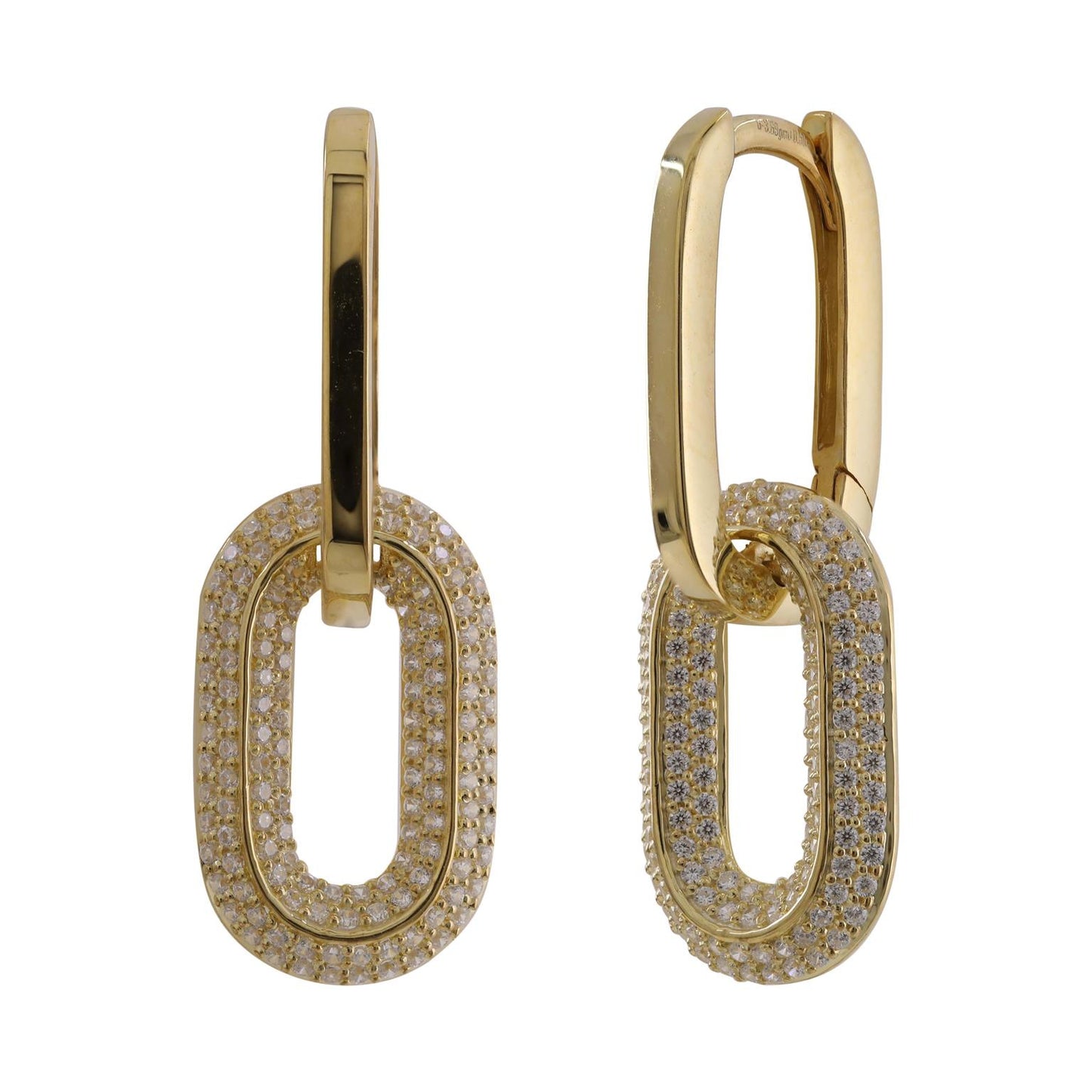 Paperclip Diamond Pave Dangle Earrings