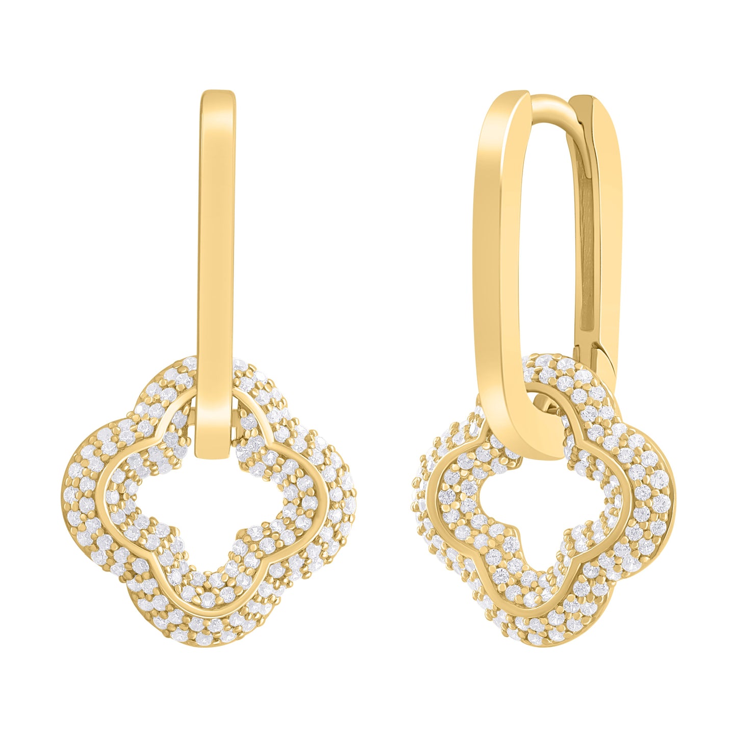 Clover Diamond Pave Dangle Earrings