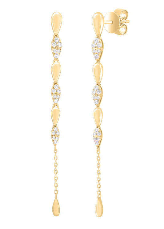 Stationed Gold And Diamonds Teardrop Dangle Earrings