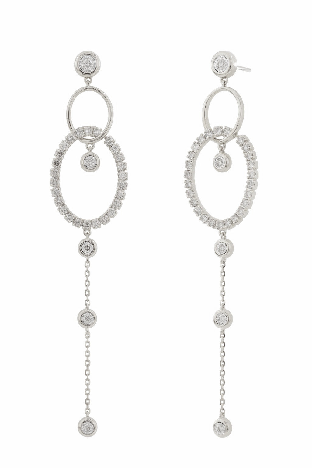 Long Large Oval Diamond Earrings