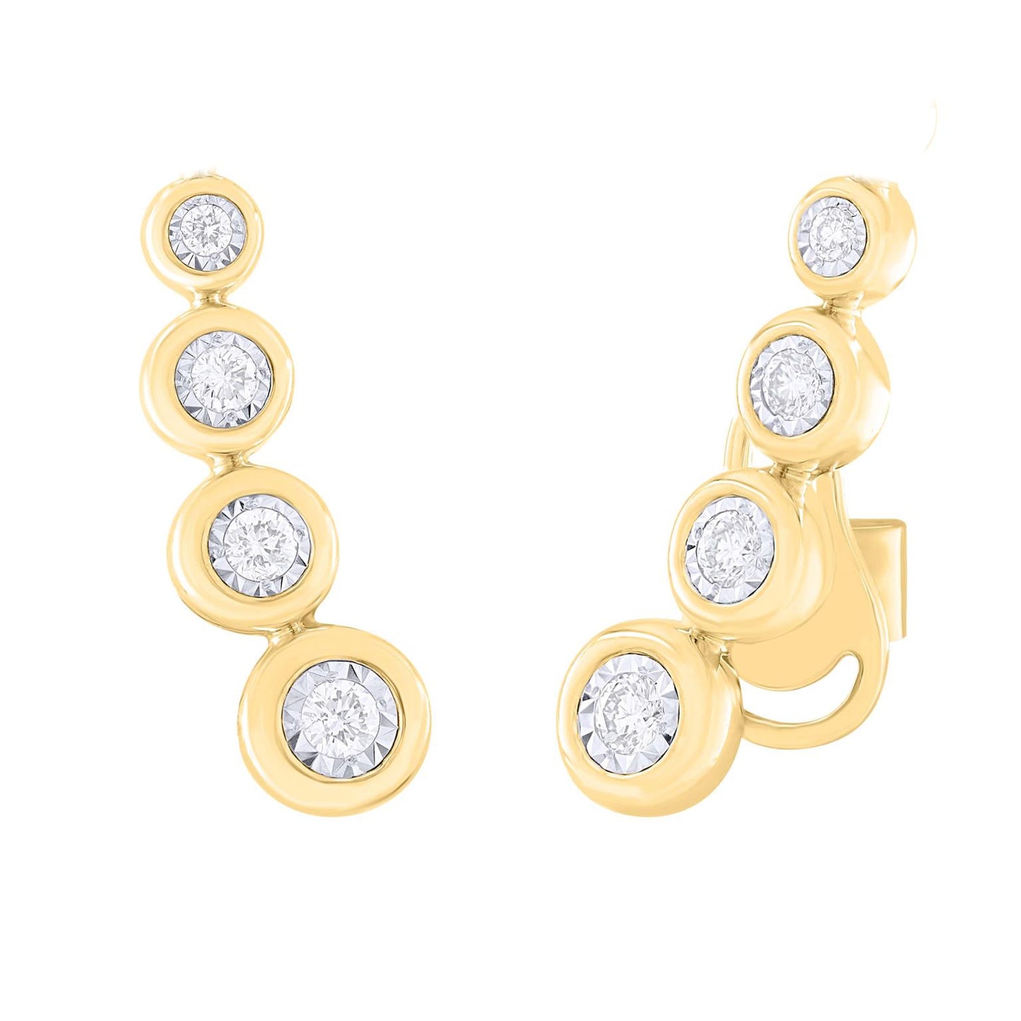 Diamond Bezel Crawler Earring