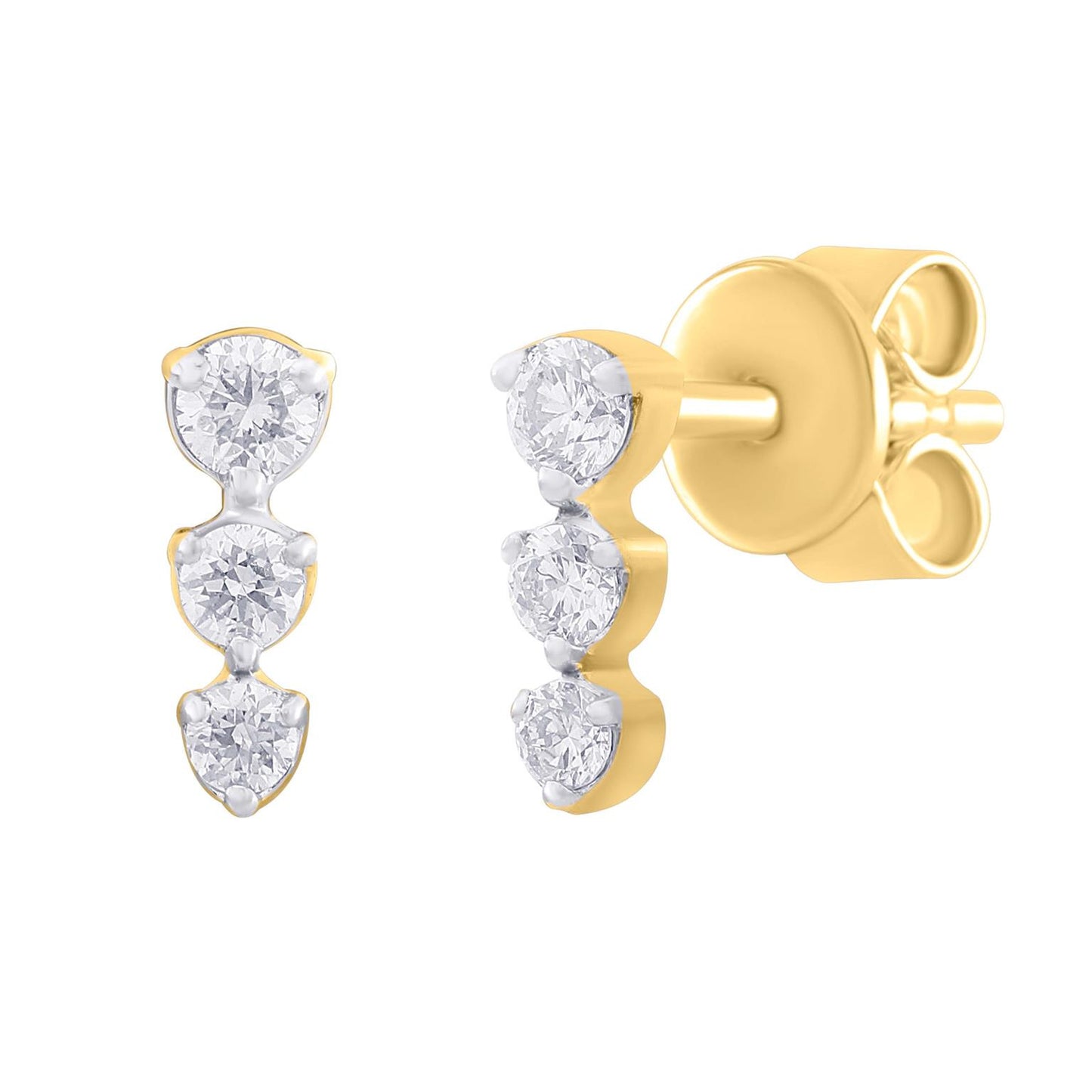 Three stone diamond earring