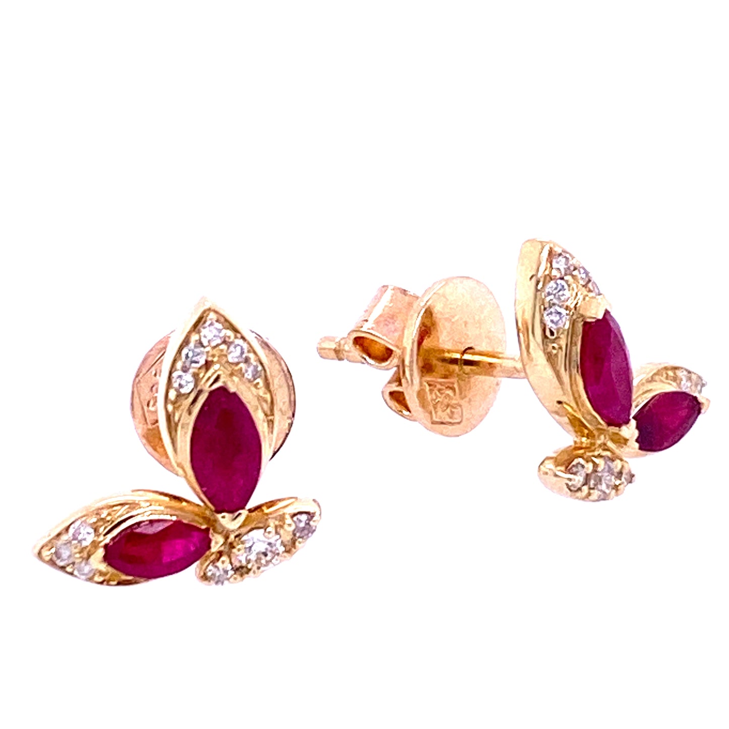 Fancy Color Stone Marquise And Diamond Earrings