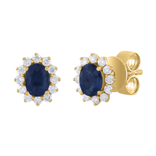 14K Gold Color Stone and Diamond Earring