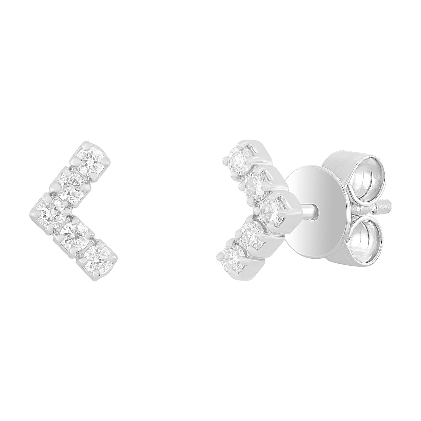 14K Gold Diamond V-Shape Earrings