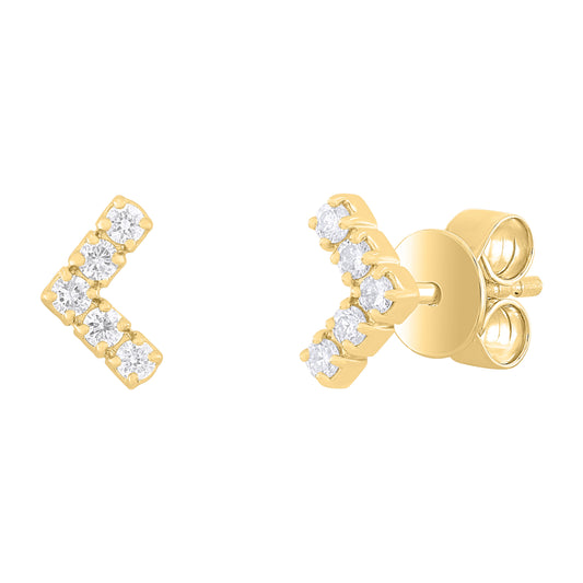 14K Gold Diamond V-Shape Earrings