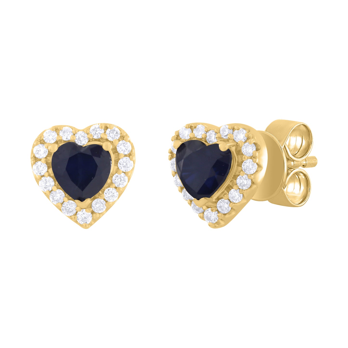 14K Gold Diamond and Color Stone Heart Shape Earrings