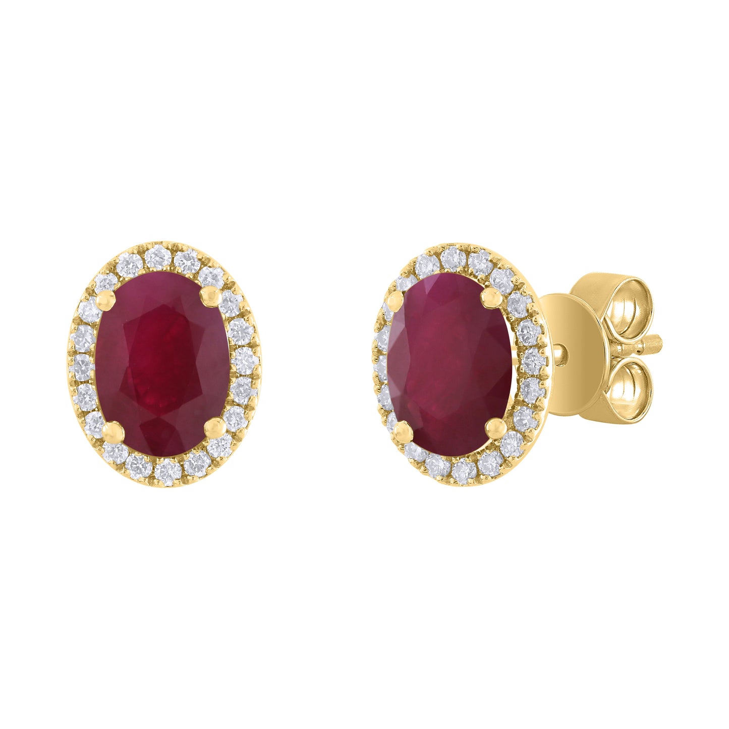 14K Gold Oval Diamond and Color Stone Earrings