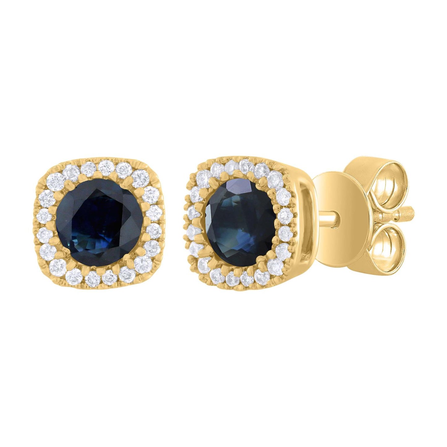14K Gold Color Stone with Diamond Stud Earring