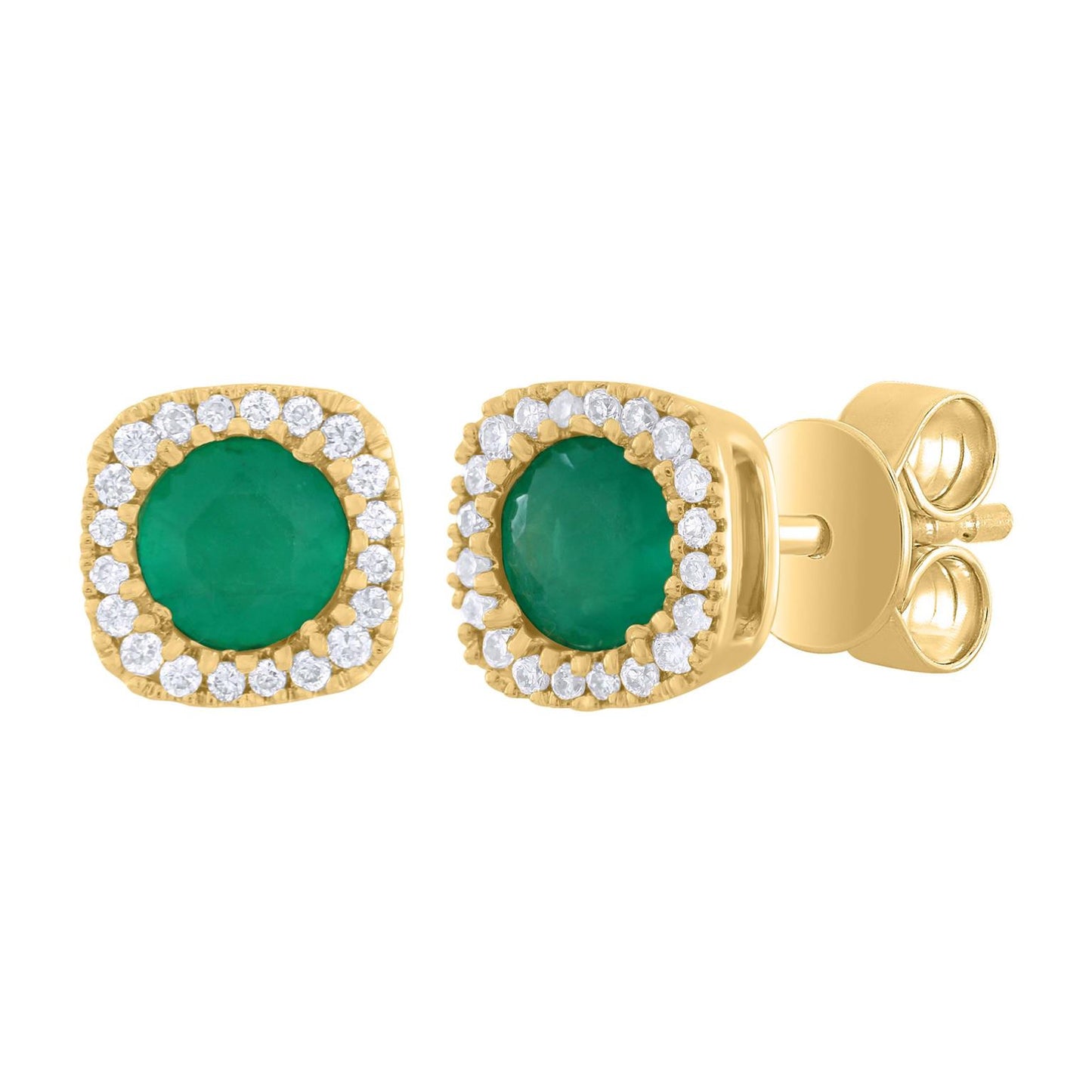 14K Gold Color Stone with Diamond Stud Earring