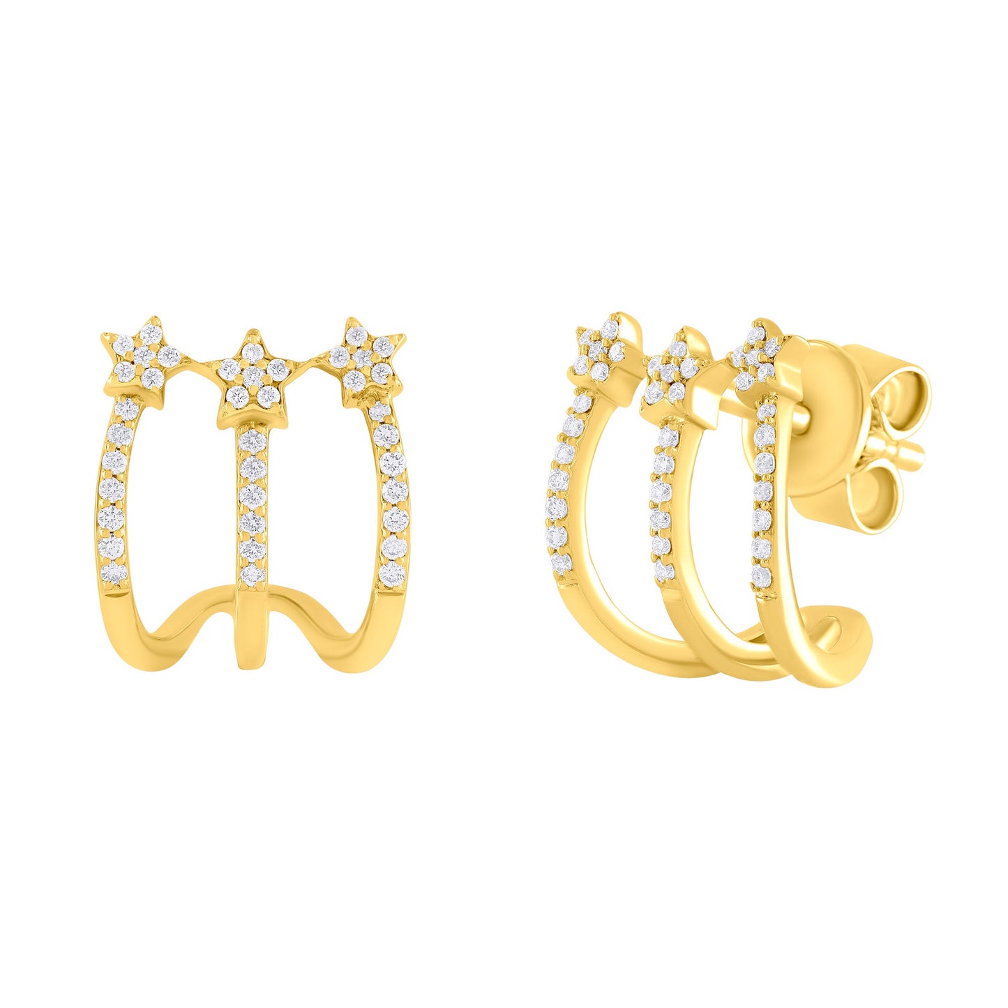 Shooting Stars Diamond Cuff Earrings