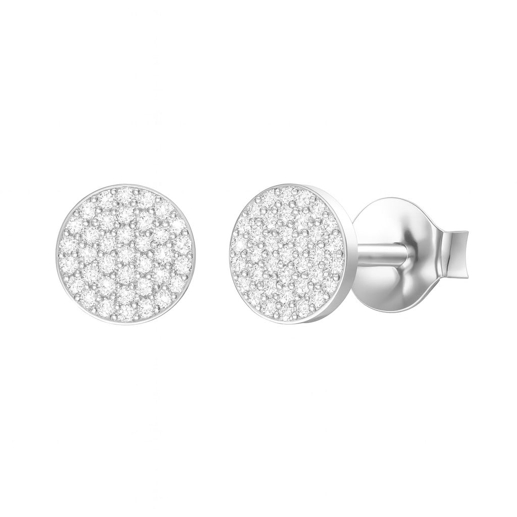 Diamond Pave Disc Stud Earrings