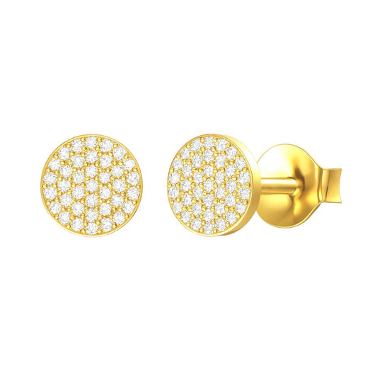 Diamond Pave Disc Stud Earrings