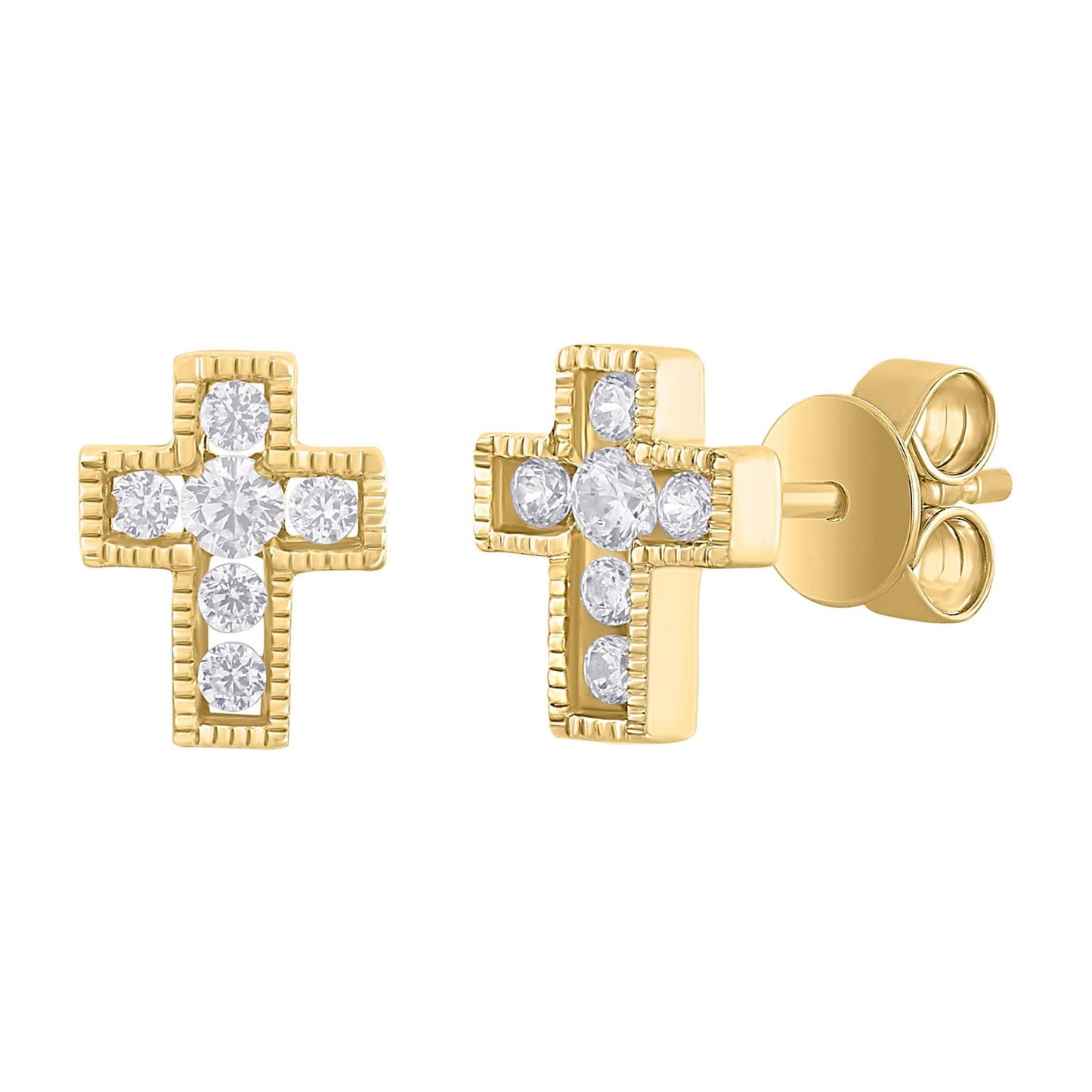 Mini Diamond Pave Cross Earrings