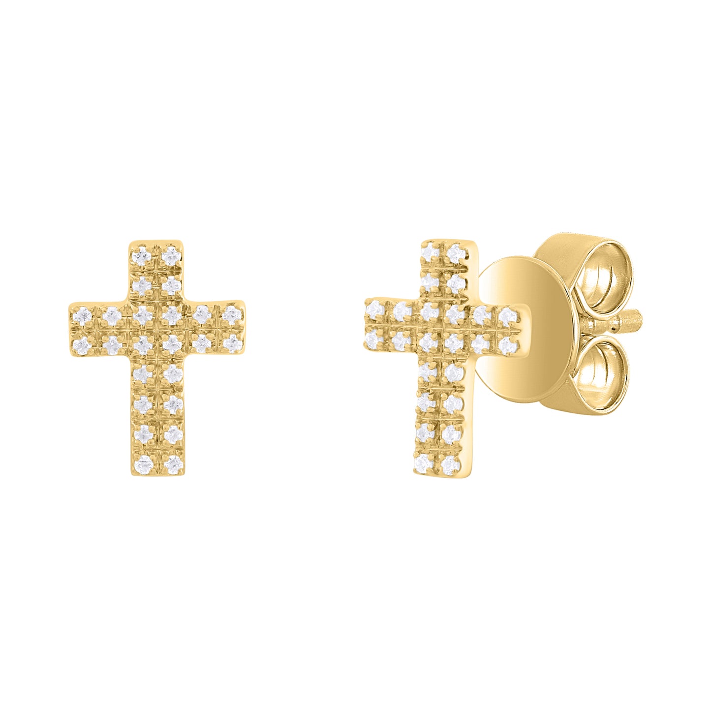 Diamond Pave Cross Earrings