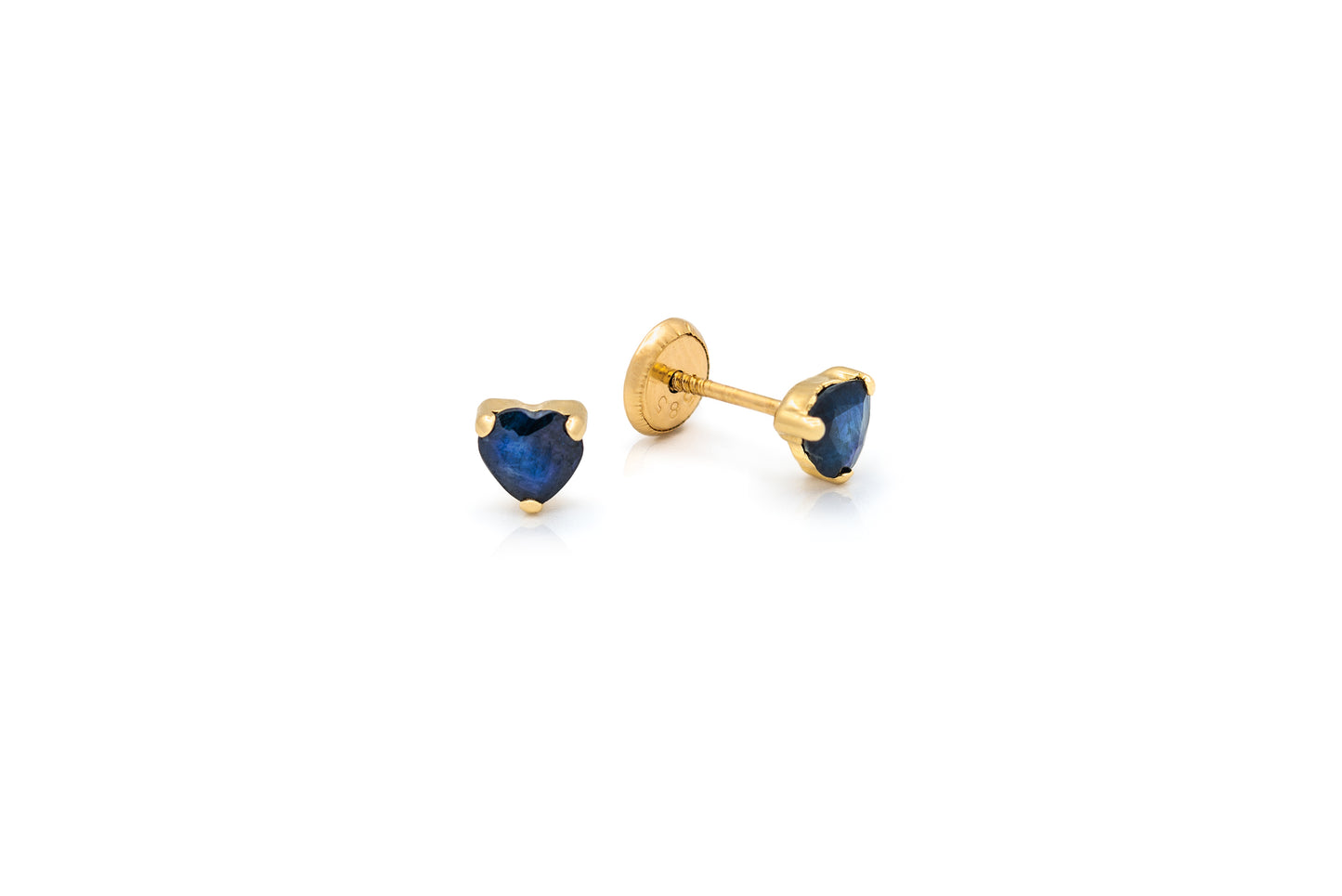 14K Gold Color Stone Heart Baby Earrings