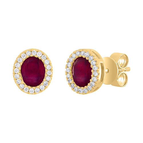 Oval Diamond and Color Stone Earring