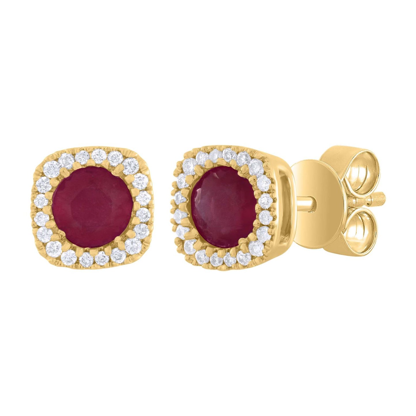 14K Gold Color Stone with Diamonds Earrings
