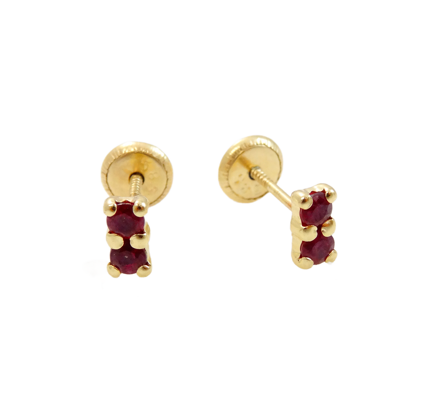14K Gold two color Stone baby earrings