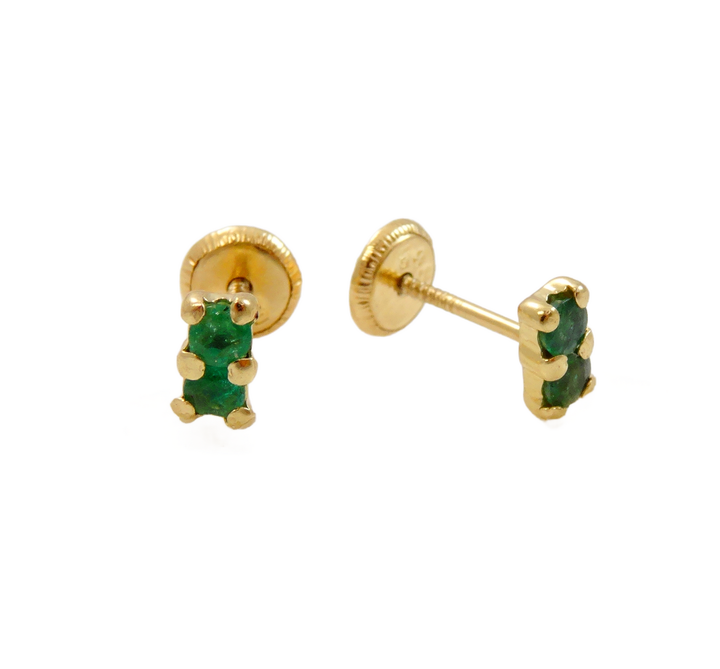 14K Gold two color Stone baby earrings