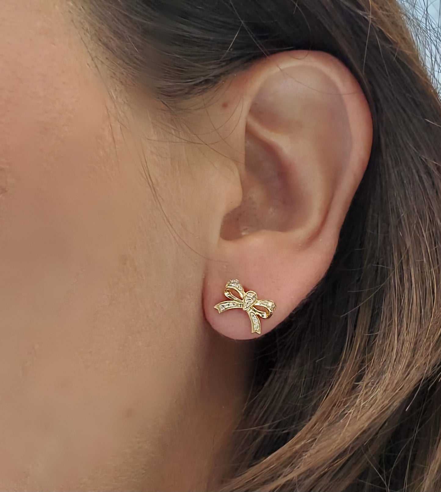 Small Diamond Bow Earrings