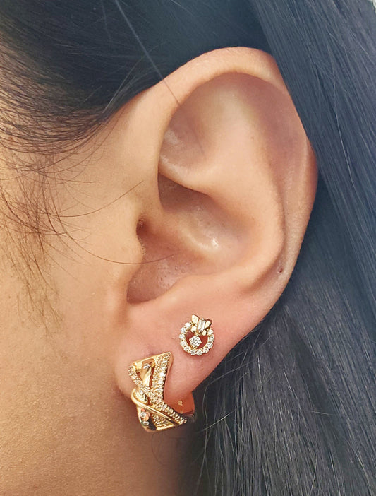 Mini Butterfly Door Knocker Diamond Stud Earrings