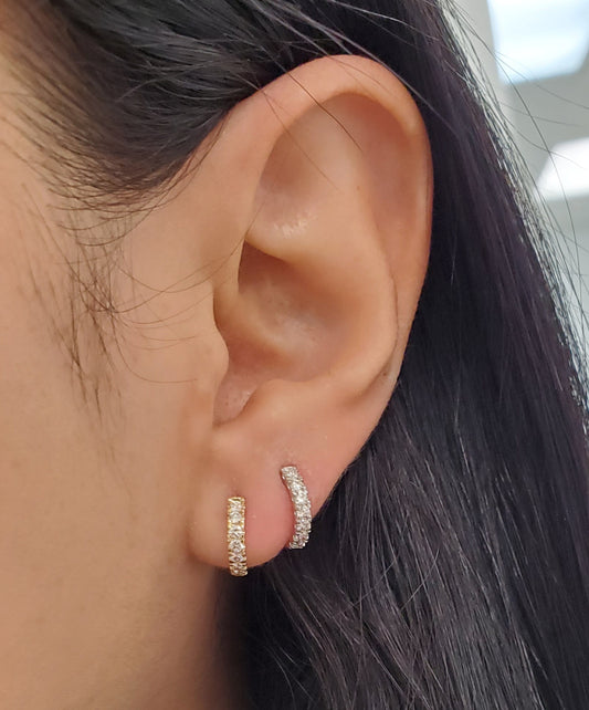 Mini Pave Diamond Huggies